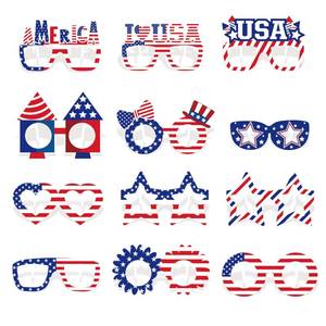 lot 14413 image: jenmir 4th of July Glasses, 36 Pieces Patriotic Photo Booth Props, Red White and Blue American Flag Accessories for Independence Day, Memorial Day, Veterans Day Party Favors (Fourth of July)