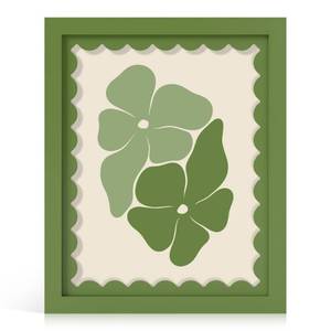 lot 14419 image: THKRLOF 8x10 Picture Frame with Real Glass, Wooden cute 8 x 10 Photo Frame with Wavy Mat for Tabletop and Wall Hanging, Green, 1 Pack
