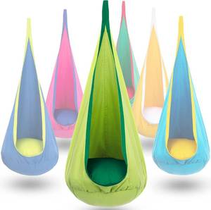 lot 19308 image: Y-STOP Kids Pod Swing Seat, Hanging Hammock Chair with Inflatable Pillow, Sensory Swing Chair with Pocket for Indoor and Outdoor(Green)