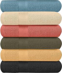 lot 19309 image: KAHAF COLLECTION 6 Pack Bath Towels Set (27 x 54 Inches) 100% Ring Spun Cotton, Lightweight, Quick Dry, Highly Absorbent Towels Multicolor, (27x54) Inches