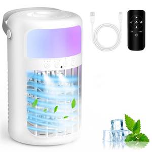 lot 19317 image: Portable Air Conditioner, 2026 Upgraded 4-IN-1 Portable Ice Fan with 3 Cooling Speeds & 1500ml Water Tank, 2 Cool Mist Ultra-Quiet Desktop AC Fan with Remote & 2-8H Timer for Bedroom, Office, Home