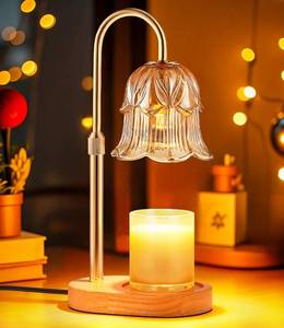 lot 19319 image: Candle Warmer Lamp Adjustable Timer - Electric Flower Glass Candles Light