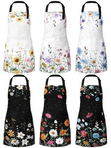 lot 19323 image: Bencailor 6 Pcs Wildflower Aprons for Women with Pockets, Waterproof