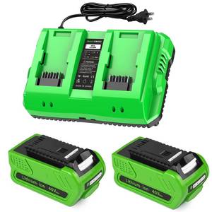 lot 19333 image: 2Pack 40V 4.0Ah Battery Replacement for Greenworks 40V Battery and Charger
