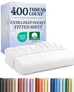lot 19361 image: Extra Deep Cotton Fitted Sheet Full Size - 400 Thread Count - White