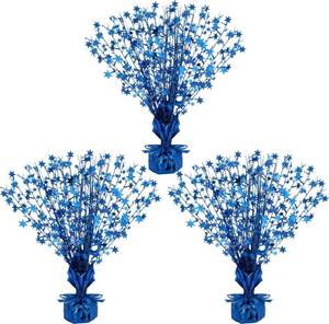 lot 19364 image: Crowye 3 Pcs Blue Star Metallic Foil Spray Table Centerpiece