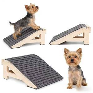 lot 19386 image: KISIMUY Wood Dog Ramp Stairs for Outdoor, Low Angle Dog Ramp for Stairs