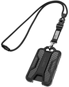 lot 20053 image: LIUGX Badge Holder with Breakaway Lanyard, Carbon Fiber-Texture, 6 Cards