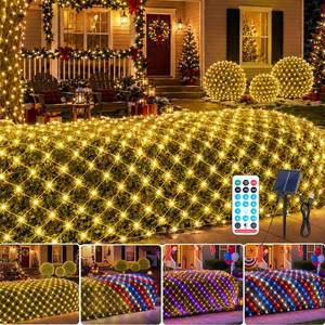 lot 20065 image: Solar Christmas String Lights Outdoor, 11 Mode 12FT x 6FT 360LED Net Light