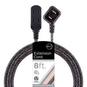 lot 20076 image: Cordinate 3-Outlet Extension Cord, 2 Prong, 8 Ft Cable with Flat Plug