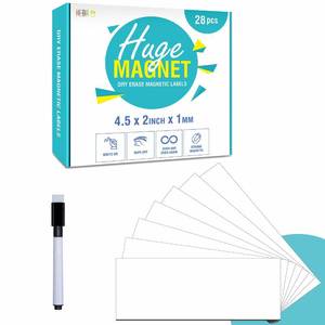 lot 20080 image: 28-Pack Magnetic Dry Erase Labels, Writable Flexible Magnetic Labels for Refrigerator, Multipurpose for Office, Education and Home Use (Each Measures 4.5 x 2)