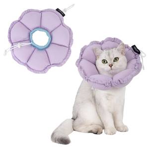 lot 20084 image: H HIDREAM Soft Cat Cone Collar�� Cute Adjustable Cat Recovery Collar��Elizabethan e Collar that can Protect Head and Foot Wounds��Purple Flower All-Season Style
