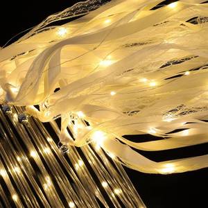 lot 20088 image: 50 Pcs Wedding Wands Ribbon Streamers with 3 Colorful Flashing Modes, Light up LED Silk Fairy Wands, Glow Lace Stick with Bells for Wedding Reception, Graduation, New Year, Birthday Party (Warm White)