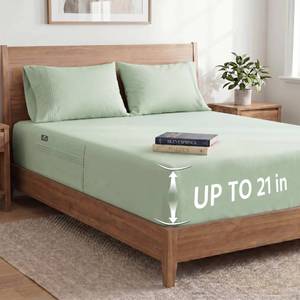 lot 20127 image: Popfavor Deep Pocket Twin XL Fitted Sheet with Straps,Sheet Set for Bed