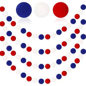lot 20133 image: MARFOREVER 4 Pack 26.3 Ft 4th of July Pom Pom Garland Patriotic Decorations