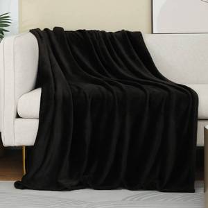 lot 20136 image: Black Fleece Plush Throw Blanket 50x60for Couch Sofa Fuzzy Cozy Flannel