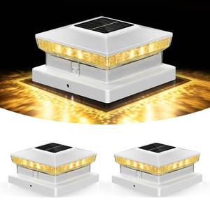 lot 20143 image: KEILAIMO Solar Post Cap Lights 2 Packs for 4x4 5x5 WoodenVinyl Posts, IP65 Waterproof Fence Post Solar Lights with WarmCoolNeutral Lighting, Outdoor Post Lights for Garden, Patio, Porch- White