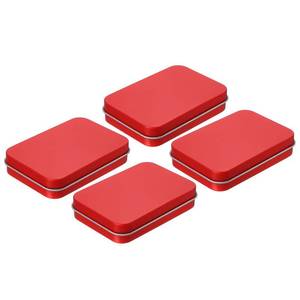 lot 20150 image: uxcell Metal Tin Box Containers, 4Pcs 3.4x2.4x0.7 Inch Red Rectangular Metal Hinged Tin Box Mini Portable Storage Container Kit with Lid for Home Storage