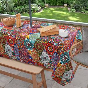 lot 20172 image: Outdoor Tablecloth with Umbrella Hole and Zipper, 60 x 84 Inch Vintage Rectangle Patio Table Covers for SpringSummer, Machine Washable Picnic Table Cloth (Kaleidoscope, 60 � 84 Rectangular)