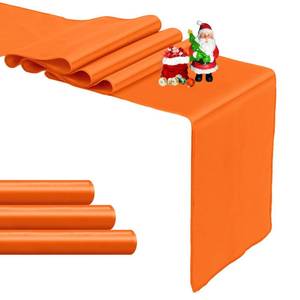 lot 20173 image: 4-Pack Orange Satin Table Runner 12 x 108 Inch Long Bright and Smooth Silk Fabric Table Runner for Wedding Banquet Birthday Party Decoration