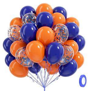 lot 20182 image: 60pcs 12inch Royal Blue and Orange Balloons with Orange and Blue Balloons