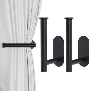 lot 20184 image: Groleca Adhesive Curtain Holdbacks Curtain Tie Backs,2 Pack, Black