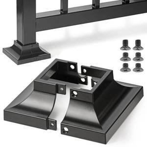 lot 20195 image: Epcee 1pcs Post 2 Aluminum Deck Post Base Cover, Post Skirt, Handrail, Stair, Porch, Deck Railing Base Brackets Covers (Black)