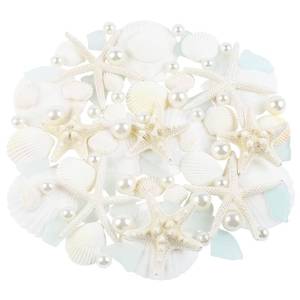 lot 20197 image: TaoQ C 36 PCS Starfish Scallop Shells, 2- 4 Natural Sea Shells White Seashells with Seaglass and Pearls Natural Beach Sea Shell for Crafts Home Wedding Ocean Themed Party Decoration