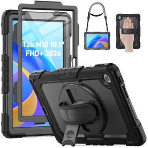 lot 20208 image: HXCASEAC for Lenovo Tab 10.1 Case (TB311FU  TB311XU) 2025 2026 with Screen ProtectorPen HolderRotating Hand StrapStand, Protective Lenovo Tab M10 10.1 FHD (1920x1200) Tablet Case Kids, Black
