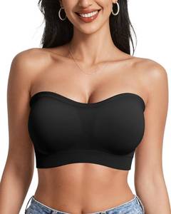lot 20211 image: OEAK Womens Push Up Strapless Bras Wireless Plus Size Seamless Bra BLK XL