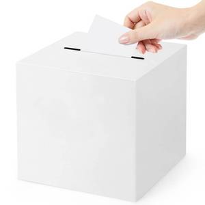 lot 20217 image: White Card Box Holder for Weddings White Gift Card Box Holder for Wedding Reception, Baby Showers, Anniversary, Birthday, Graduation Table Centerpiece Decorations, 10.6x10.6x10.6inch27x27x27cm