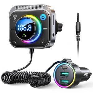 lot 20223 image: JOYROOM Bluetooth 6.0 Car Adapter FM & AUX HiFi Bass 96W Fast Charging