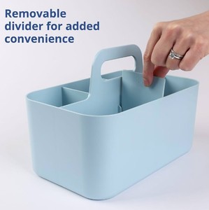lot 2037 image: Plastic Storage Caddy Organizer with Handle and Divided Compartments