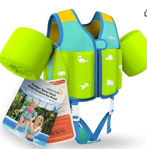 lot 2038 image: Aeocod childs small green and blue dinosaur themed life vest