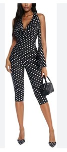 lot 2057 image: Ladies two-piece polka dot black outfit pants and top size small
