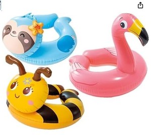 lot 6330 image: Intex, 43234-2327 3 Pack 59220EP - Animal Head Split Ring Pool Floats Bundle Includes Frog, Duck, Penguin, Giraffe, Frog, Penguin (Style May Vary)