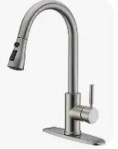 lot 7597 image: Single Handle Pull Down Kitchen Faucet with Spray Head