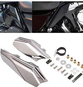 lot 11227 image: H RUO Chrome Mid Frame Air Deflector Fits for 2001-2008 Harley Touring Street Glide Electra Glide Road King FLHR FLHX FLTR FLHT FLHRS
