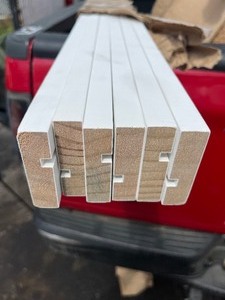 lot 36 image: Bundle of 6 White Wooden Trim Boards - Near Perfect 8 x 2 �