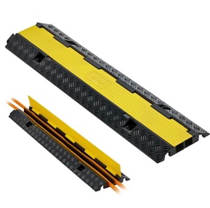 lot 16 image: VEVOR Cable Protector Ramp, 22,000 lbsaxle Capacity, 2 Channel Heavy Duty Rubber Cord Hose Wire Cover, 1.3 x 1.2 in Channel, Traffic Speed Bump with Flip-Open Top Cover, for Indoor Outdoor, 1 Pack