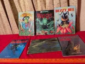 lot 371 image: 6 Childrens Books Busy Bugs Fiddling Cricket, DK Bugs, Buzzly Bee, Sharks, Mosquito, Underwater Killers