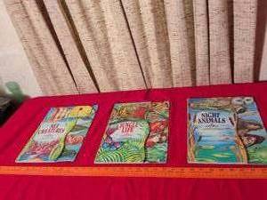lot 374 image: 3 Judy Nayer At Your Fingertips Books Sea Creatures Jungle Life Night Animals