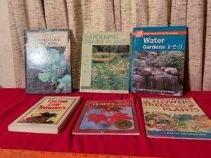 lot 398 image: Six Gardening Books Soil, Prairie Plants, Water Gardens, Leaves, Flowers Trees Plants, Carrots Tomatoes