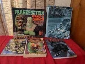 lot 407 image: Horror Books Lot of 5 Frankenstein Makes a Sandwich, Nightcrawlers, Creepies, Strangest of Strange