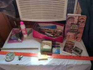 lot 435 image: Mixed Lot Books Pens Pencils Mad Libs Dab-O-Ink Bracelet Rulers Marbles