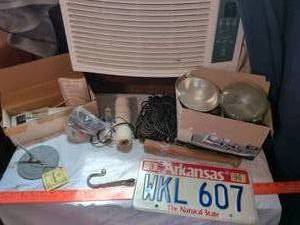 lot 443 image: Mixed Lot Sundial, PAR38 Bulbs 2-Pack, Mini Bat, Twisted Hook, Cord, Twine, AR License Plate