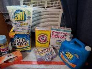 lot 495 image: Household Cleaning Products Lot - Detergent, Laundry Booster, Borax