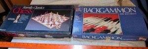 lot 502 image: Family Classics Chess and Milton Bradley Backgammon and Acey-Deucy 2 Board Games Lot