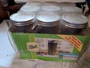 lot 520 image: Ball Pint & Half Jars Freezer Safe with Lids and Bands 6-Pack