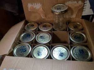 lot 526 image: Ball Wide Mouth Tapered Pint Canning Jars One Dozen with Bands and Dome Lids